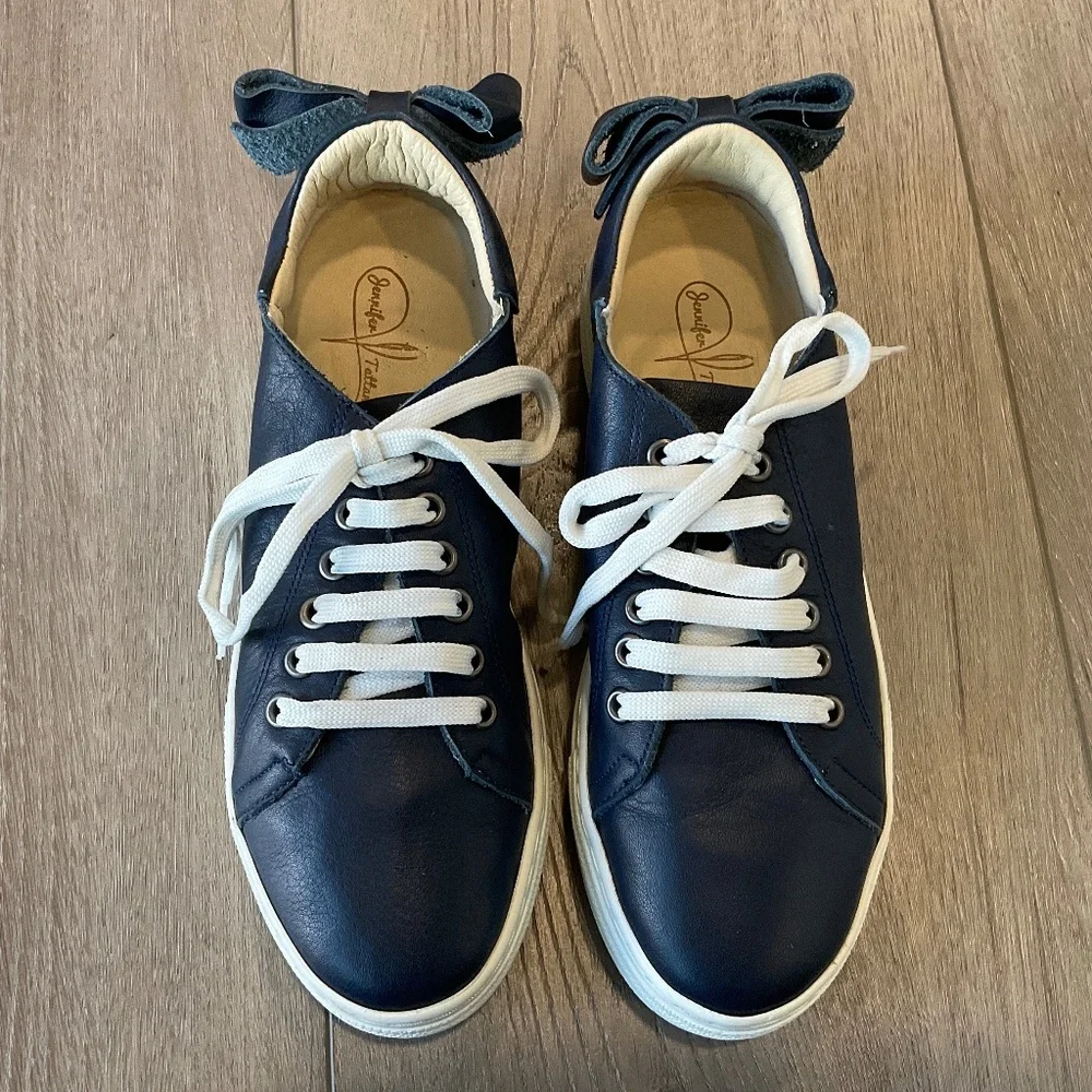 JENNIFER TATTANELLI Blue Leather Athletic Shoes Bow Size EU 36 US 5.5